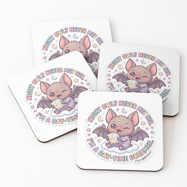 Item preview, Cute Kawaii Night Owl Never Met Her Bat Sticker | Anime Style Snugglebat Chibi Art | Cute Dreamer Sticker designed and sold by Chipkooo.