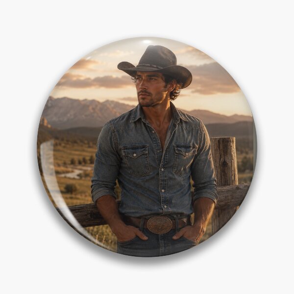 Item preview, Cowboy on the ranch in front of a fence designed and sold by Linda La Guardia.
