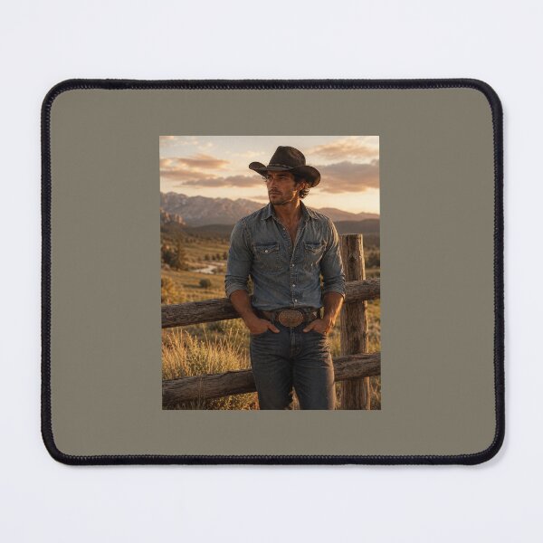 Item preview, Cowboy on the ranch in front of a fence designed and sold by Linda La Guardia.