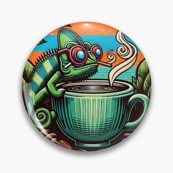 Item preview, Adapt and Caffeinate Funny Coffee Chameleon Retro 70s Tee designed and sold by SivaStudios.
