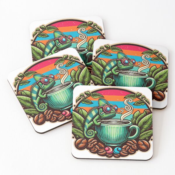Item preview, Adapt and Caffeinate Funny Coffee Chameleon Retro 70s Tee designed and sold by SivaStudios.