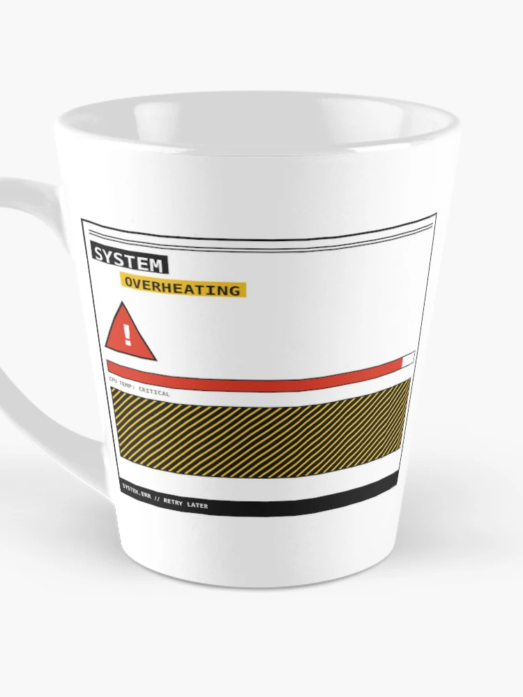 Thumbnail 3 of 4, Coffee Mug, System Overheating Warning Sticker designed and sold by PlusScanner.