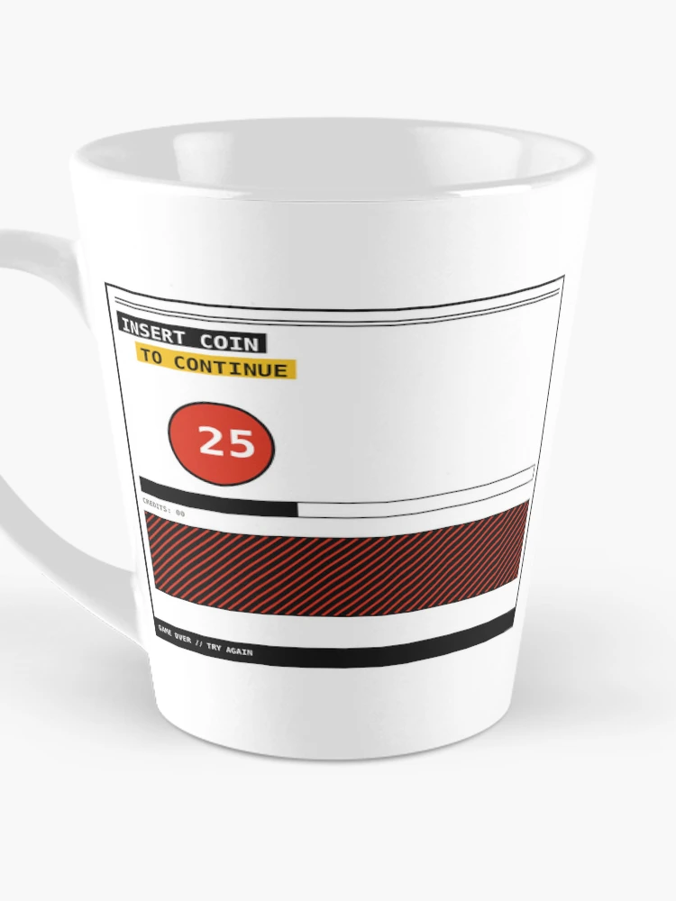 Thumbnail 3 of 4, Coffee Mug, Insert Coin Game Over Sticker designed and sold by PlusScanner.