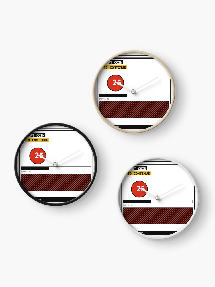 Thumbnail 3 of 4, Clock, Insert Coin Game Over Sticker designed and sold by PlusScanner.