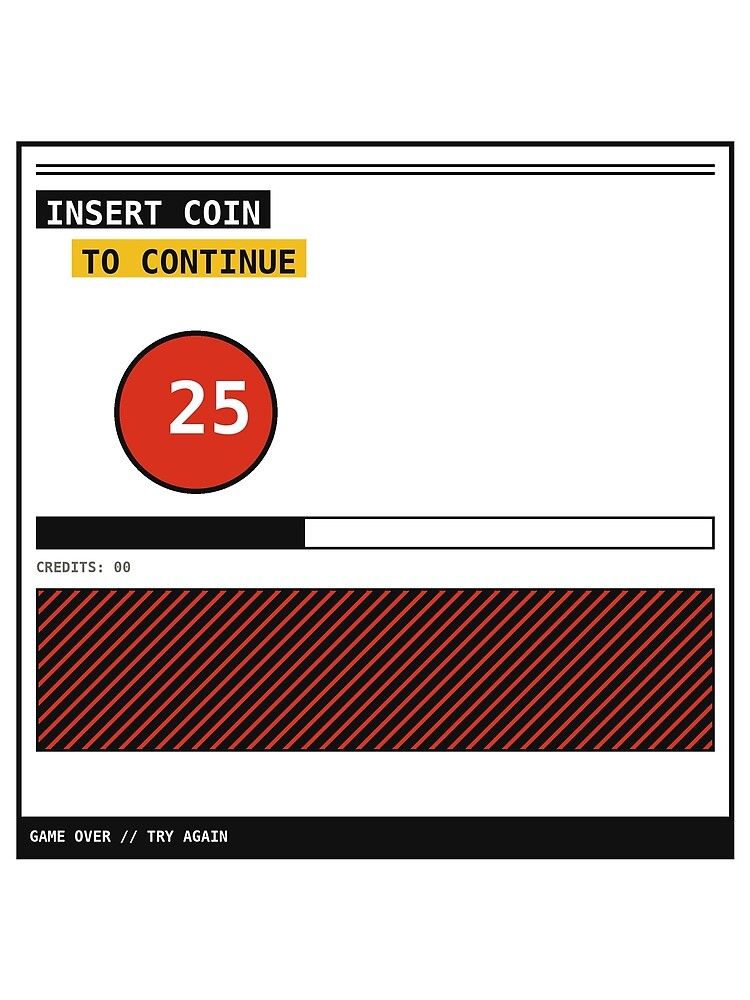 Thumbnail 3 of 3, Scarf, Insert Coin Game Over Sticker designed and sold by PlusScanner.