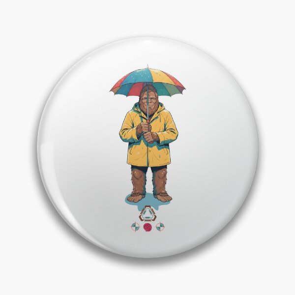 Item preview, Cozy Bigfoot in Yellow Raincoat with Rainbow Umbrella - Cute Sasquatch Illustration designed and sold by Whimsy Trail Co.