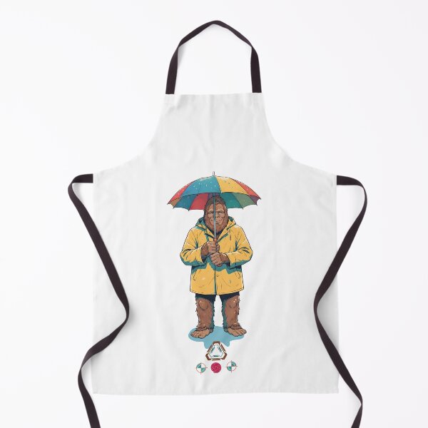 Item preview, Cozy Bigfoot in Yellow Raincoat with Rainbow Umbrella - Cute Sasquatch Illustration designed and sold by Whimsy Trail Co.