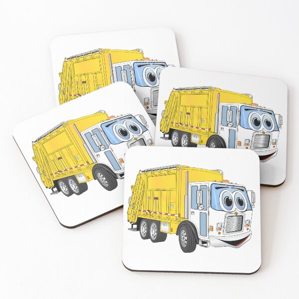 Item preview, Yellow White Smiling Garbage Truck Cartoon designed and sold by Scott Hayes.
