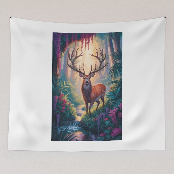 Item preview, Majestic Stag in Enchanted Floral Forest designed and sold by DylanHarwood.