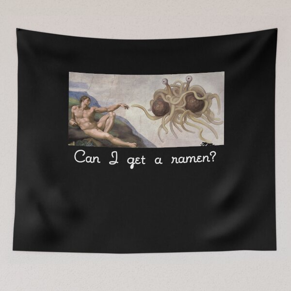 Item preview, Can I get a Ramen? Flying Spaghetti Monster Pastafarian Science Satire Graphic White Text designed and sold by MathWare MathClips.
