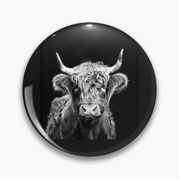 Item preview, Highland Cow Portrait – Black and White Rustic Farm Animal Art designed and sold by inkoutninja.