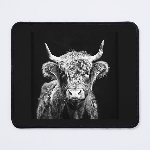 Item preview, Highland Cow Portrait – Black and White Rustic Farm Animal Art designed and sold by inkoutninja.