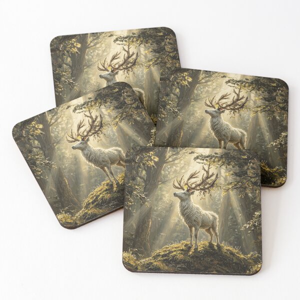 Item preview, Sacred White Stag in Golden Forest Light designed and sold by DylanHarwood.