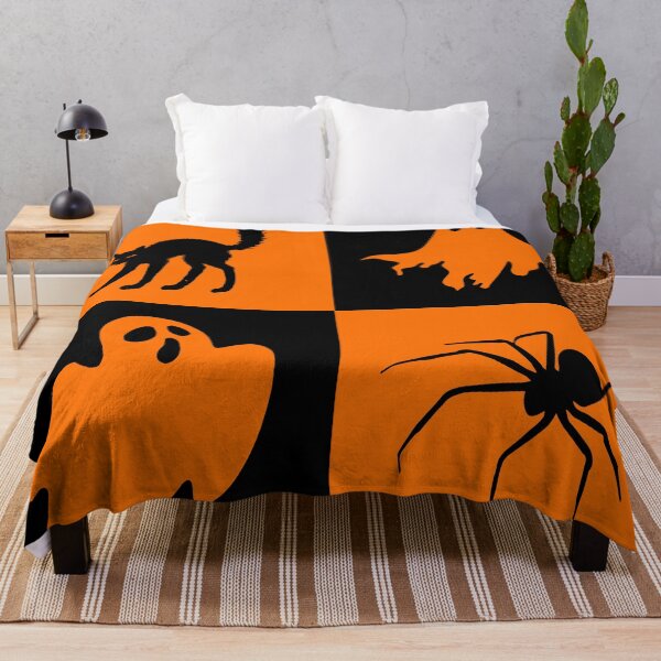 Item preview, Halloween Grid Black Cat Ghosts and Spider designed and sold by Uniquely Yours.