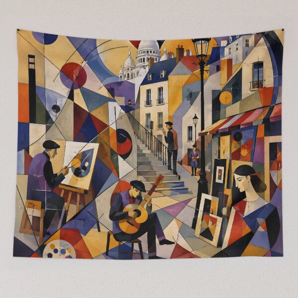 Item preview, Montmartre Paris Colorful Street Scene with Sacré-Cœur designed and sold by GutyzDesignsES.
