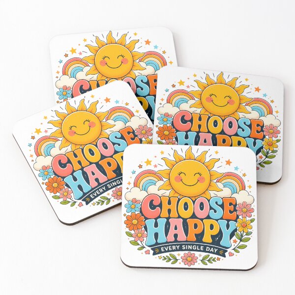 Item preview, Choose Happy Every Single Day – Colorful Smiling Sun Positive Vibes designed and sold by Jackypoo Design.