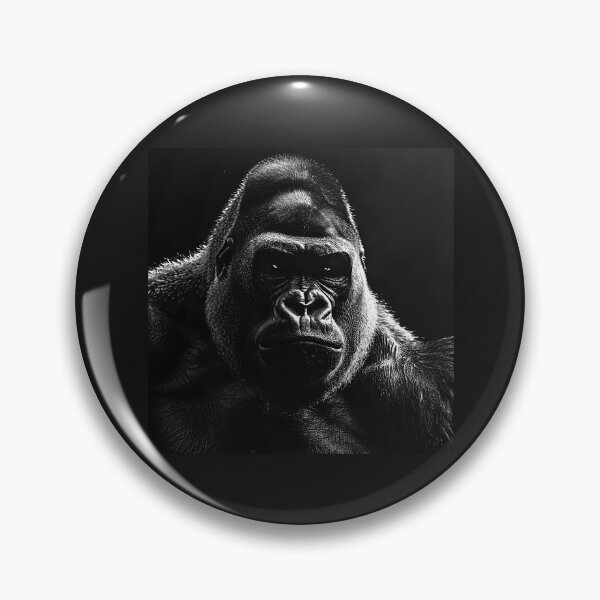 Item preview, Powerful Gorilla Portrait – Black and White Wildlife Art designed and sold by inkoutninja.