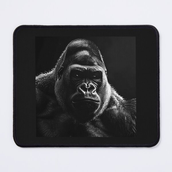 Item preview, Powerful Gorilla Portrait – Black and White Wildlife Art designed and sold by inkoutninja.