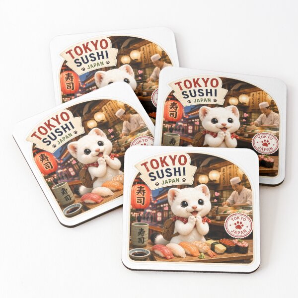 Item preview, Mofu’s Tokyo Sushi Adventure – Cute Japan Food Travel Sticker designed and sold by aoisora-kiki55.