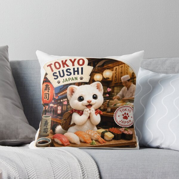 Item preview, Mofu’s Tokyo Sushi Adventure – Cute Japan Food Travel Sticker designed and sold by aoisora-kiki55.