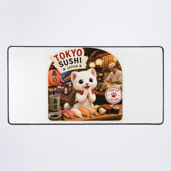 Item preview, Mofu’s Tokyo Sushi Adventure – Cute Japan Food Travel Sticker designed and sold by aoisora-kiki55.