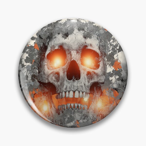 Item preview, Glowing Skull with Orange Leaves – Dark Halloween Gothic designed and sold by SweetLilith.