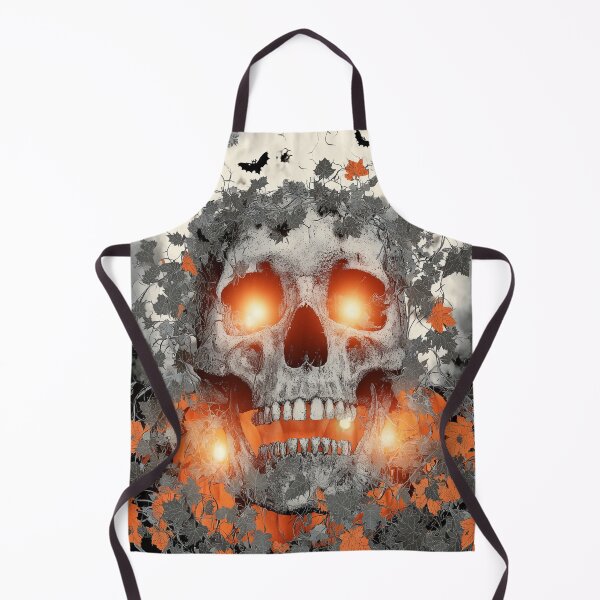 Item preview, Glowing Skull with Orange Leaves – Dark Halloween Gothic designed and sold by SweetLilith.