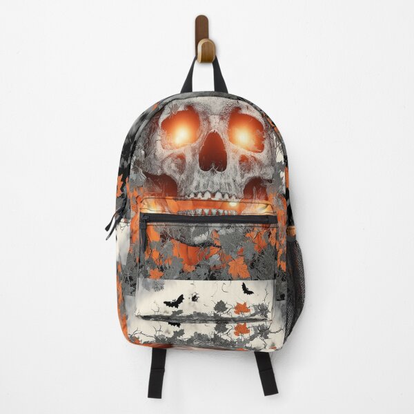 Item preview, Glowing Skull with Orange Leaves – Dark Halloween Gothic designed and sold by SweetLilith.
