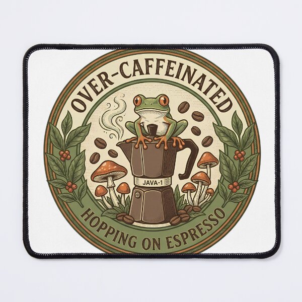 Item preview, Over Caffeinated Frog Hopping On Espresso Vintage Coffee Tee designed and sold by SivaStudios.
