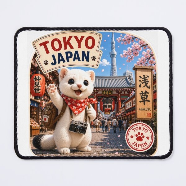 Item preview, Mofu’s Asakusa Adventure – Cute Tokyo Japan Travel Sticker designed and sold by aoisora-kiki55.