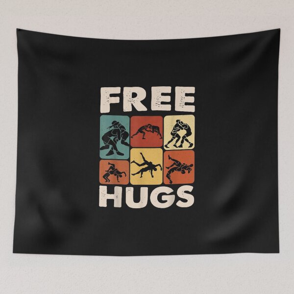 Item preview, Retro Free Hugs Wrestling Graphic Gift for Men Women Kids designed and sold by LillyDalgarno.