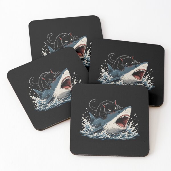 Item preview, Black Cat Hunting Shark  designed and sold by a-turner-paint.