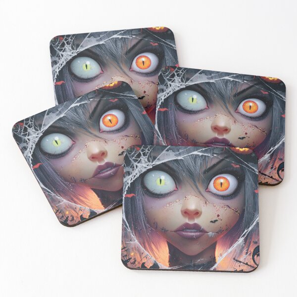 Item preview, Creepy Halloween Girl with Cat Eyes designed and sold by SweetLilith.