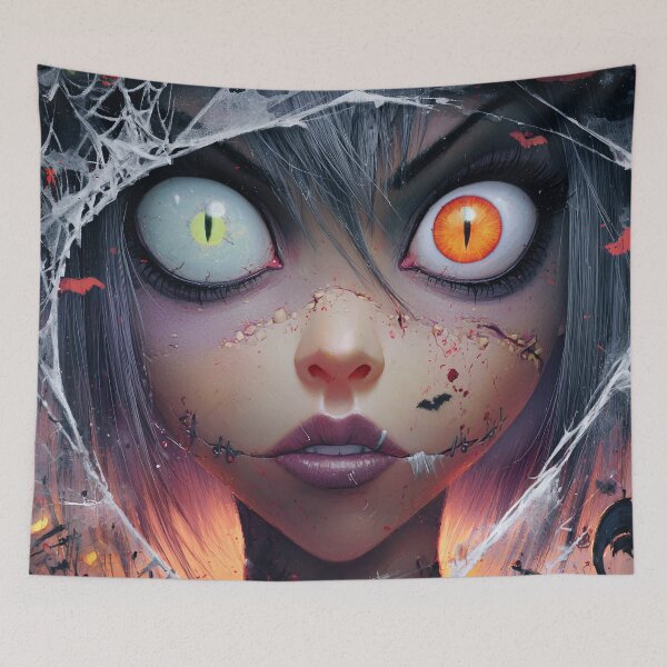 Item preview, Creepy Halloween Girl with Cat Eyes designed and sold by SweetLilith.