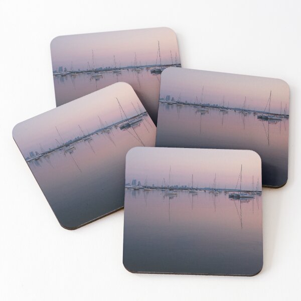 Item preview, Serene Sailboats at Twilight: Marina Skyline Reflection designed and sold by Letalprema.