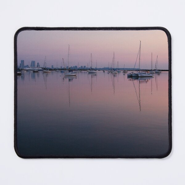 Item preview, Serene Sailboats at Twilight: Marina Skyline Reflection designed and sold by Letalprema.