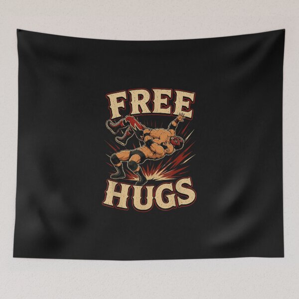 Item preview, Wrestling Wrestlers Free Hug Funny Humor Meme Men Women Kids designed and sold by LillyDalgarno.