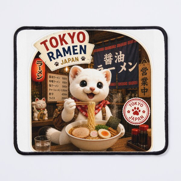 Item preview, Mofu’s Tokyo Ramen Adventure – Cute Japanese Food Travel Sticker designed and sold by aoisora-kiki55.