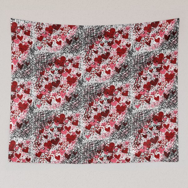 Item preview, Love in the Static - Grunge Red & Pink Heart Pattern designed and sold by TheArtOfTreble.
