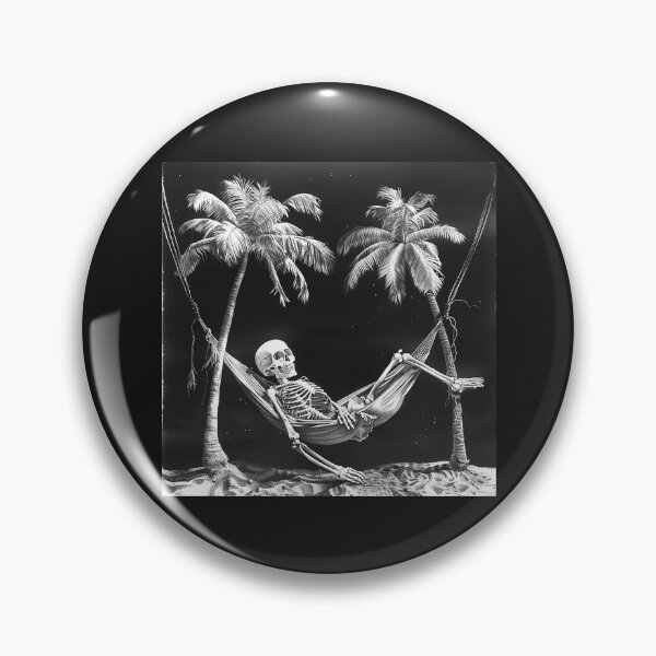 Item preview, Skeleton in a Hammock – Tropical Gothic Beach Vacation Art designed and sold by inkoutninja.
