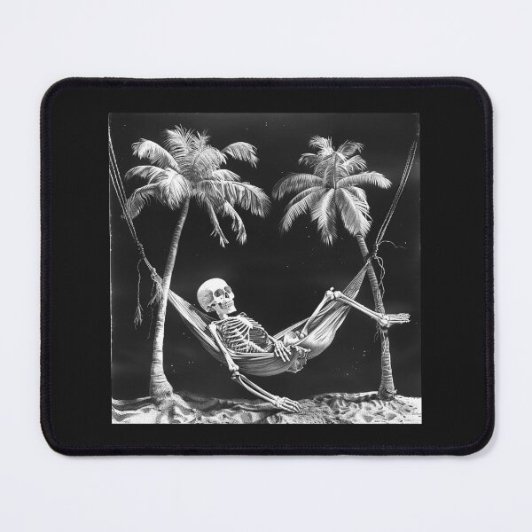 Item preview, Skeleton in a Hammock – Tropical Gothic Beach Vacation Art designed and sold by inkoutninja.