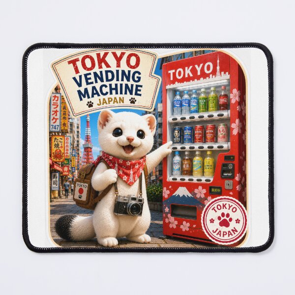 Item preview, Mofu’s Tokyo Vending Machine Adventure – Cute Japan Travel Sticker designed and sold by aoisora-kiki55.