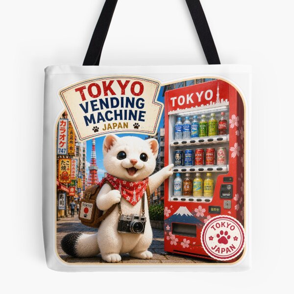 Item preview, Mofu’s Tokyo Vending Machine Adventure – Cute Japan Travel Sticker designed and sold by aoisora-kiki55.