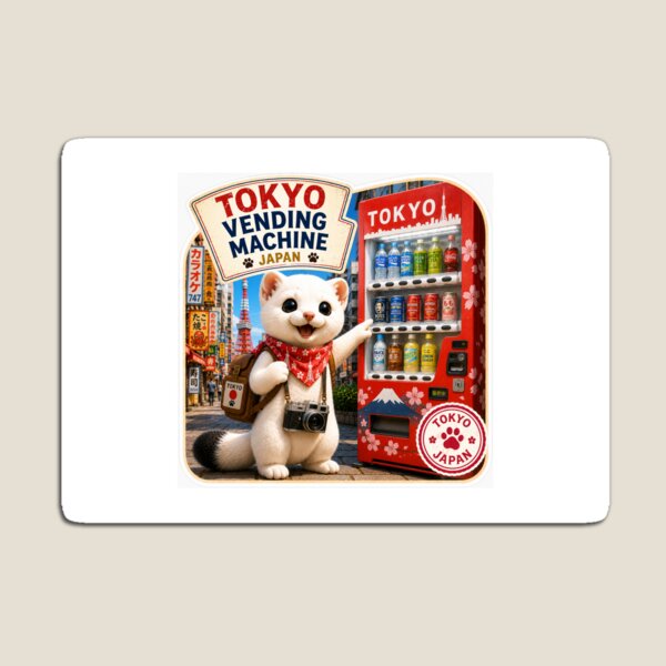 Item preview, Mofu’s Tokyo Vending Machine Adventure – Cute Japan Travel Sticker designed and sold by aoisora-kiki55.