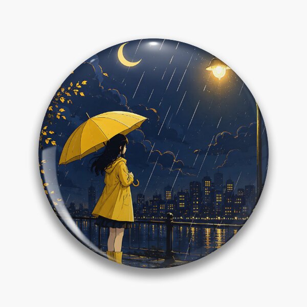 Item preview, Rainy City Night View with Yellow Umbrella designed and sold by Jaideep Walia.