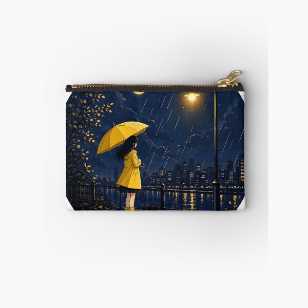 Item preview, Rainy City Night View with Yellow Umbrella designed and sold by Jaideep Walia.