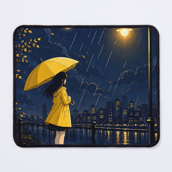 Item preview, Rainy City Night View with Yellow Umbrella designed and sold by Jaideep Walia.