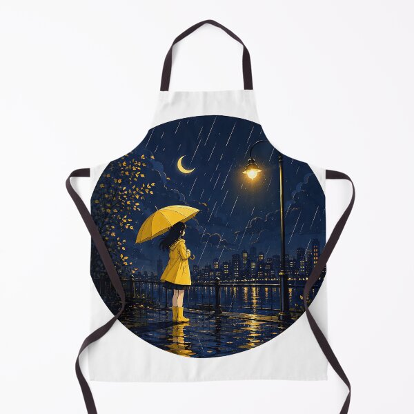 Item preview, Rainy City Night View with Yellow Umbrella designed and sold by Jaideep Walia.