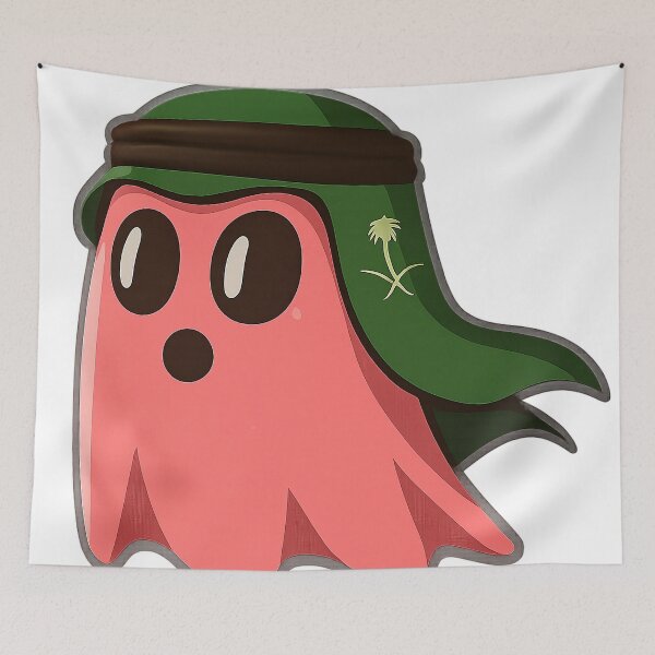 Item preview, Cute Pink Ghost Wearing Green Saudi Shemagh designed and sold by blacK1982White.
