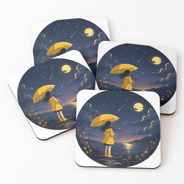 Item preview, Girl with Umbrella Looking at Shooting Stars  designed and sold by Jaideep Walia.